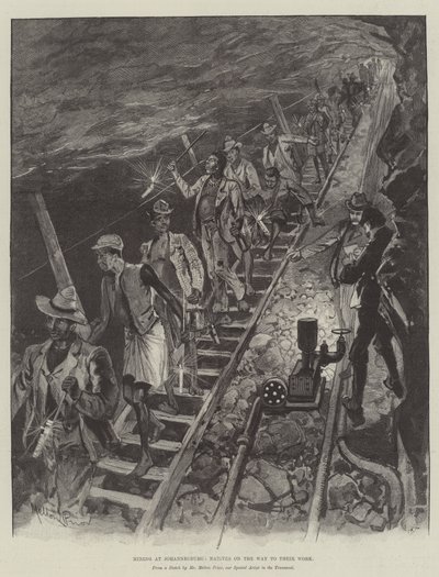 Mining at Johannesburg, Natives on the Way to their Work by Melton Prior